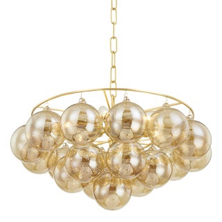 Mitzi Mimi 6-Light Glass Ball Chandelier in Aged Brass For Sale