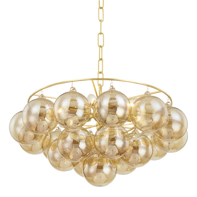 Mitzi Mimi 6-Light Glass Ball Chandelier in Aged Brass For Sale