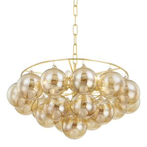 Mitzi Mimi 6-Light Glass Ball Chandelier in Aged Brass