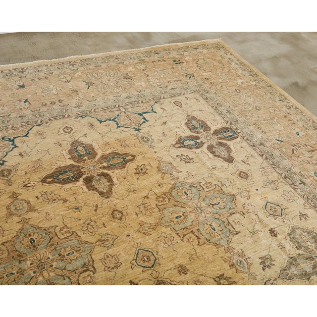 Modern Sultanabad Style Square Rug Stylized Floral Motif For Sale In Sacramento - Image 6 of 12