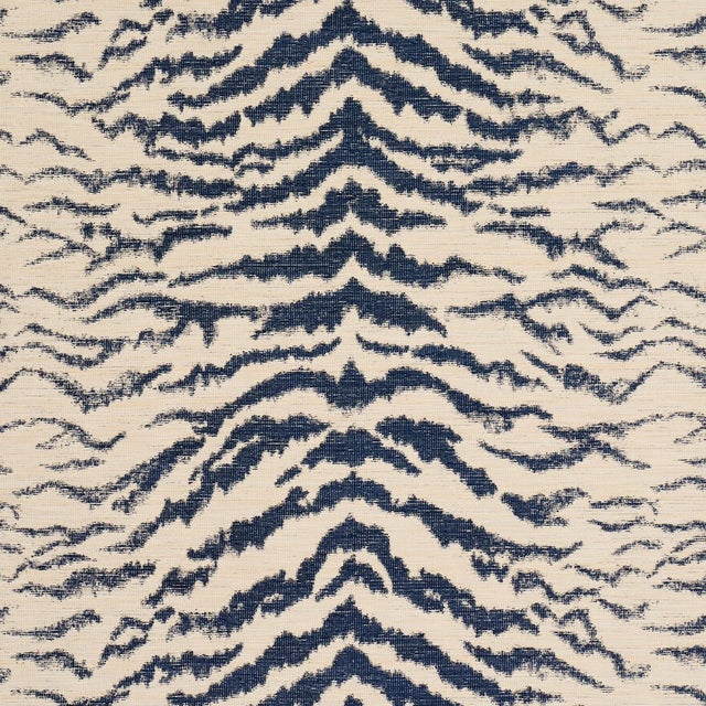 SAMPLE - Schumacher Shivalik Hills Tiger Fabric In Indigo For Sale