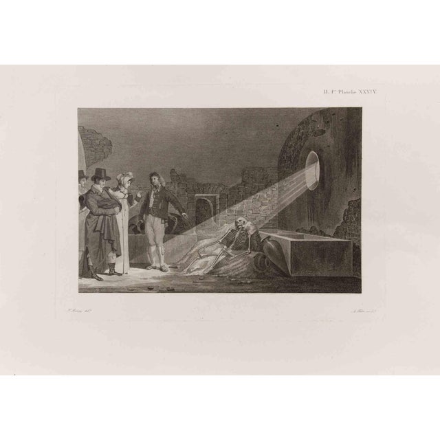 After Francois Mazois, The Discovering of a Skeleton in a House \., Etching, 1812 For Sale