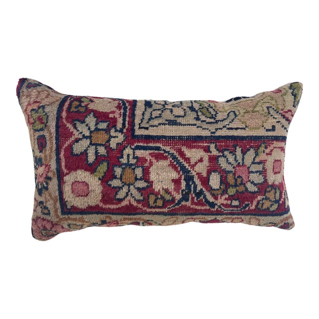 Pillow With Antique Kirman Rug For Sale