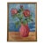 Midcentury Folk Art Still Life With Roses in Vase For Sale