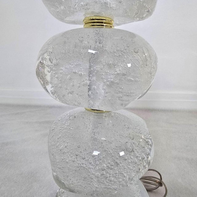 1990s Pair of Pebble Murano Glass Table Lamps, Mid Century For Sale - Image 9 of 12