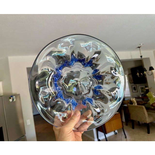 1950s Biomorphic Murano Blue & Clear Centerpiece Bowl For Sale - Image 12 of 12
