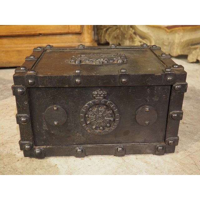 Heavy Antique Bauche Cast Iron Safe From Northeastern France, Circa 1870 For Sale - Image 9 of 16