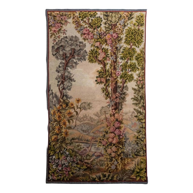Tapestry with Motif of Birds by a Pond For Sale