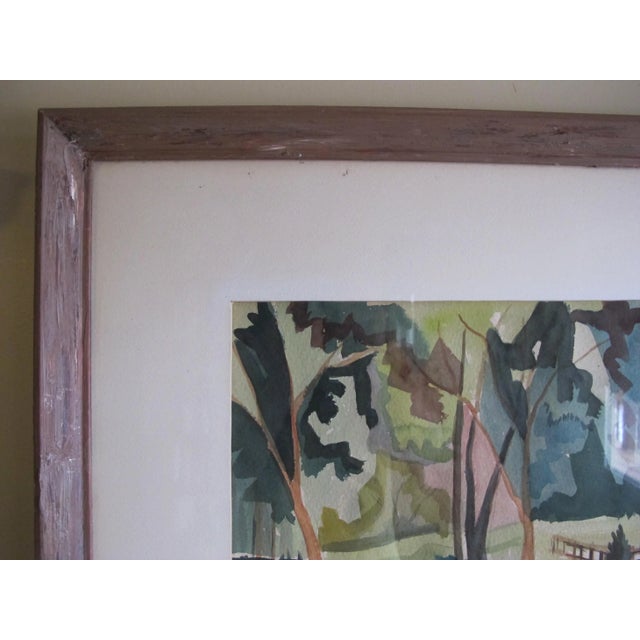 1962 Framed Abstract Signed Landscape Watercolor Signed For Sale - Image 4 of 4