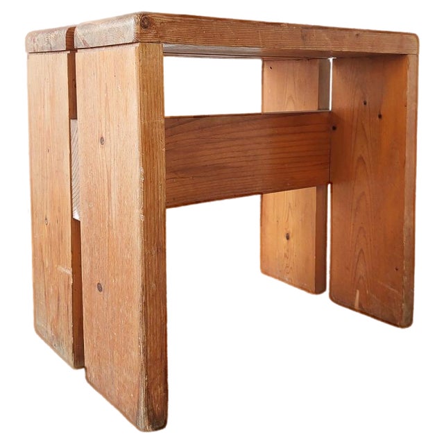 Pine Stool attributed to Charlotte Perriand for Les Arcs, 1960s For Sale