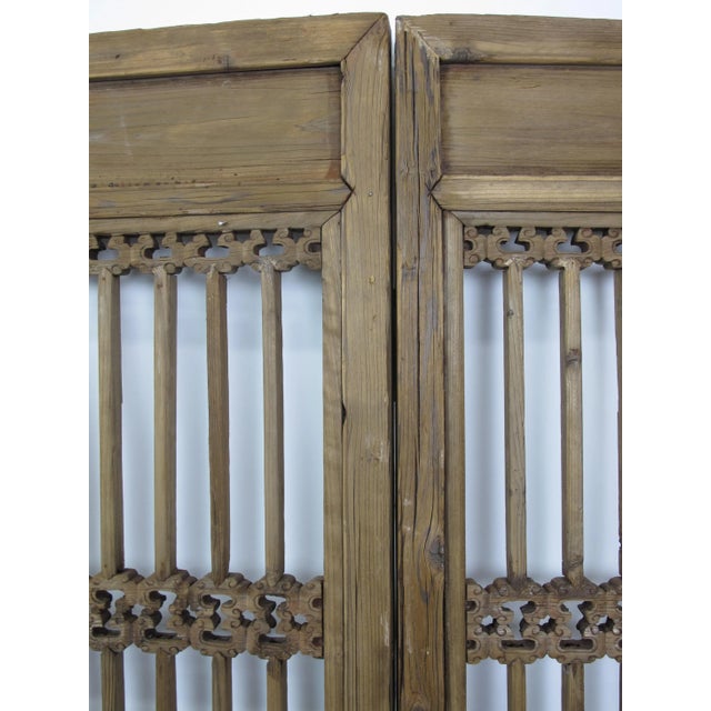 1900 - 1909 Antique Chinese Wood Screen Three Panels For Sale - Image 5 of 8