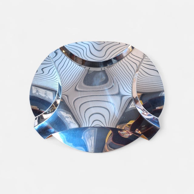 Mid-Century Modern Steel Centerpiece Plate by Enrico Panzeri for Robots Milano, Italy, 1970s For Sale - Image 3 of 6