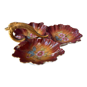 1970s Burnt Orange Ruffled Trio Ceramic Plate Catchall