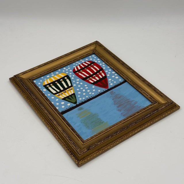 Original Hot Air Balloon Painting on Board For Sale - Image 9 of 11