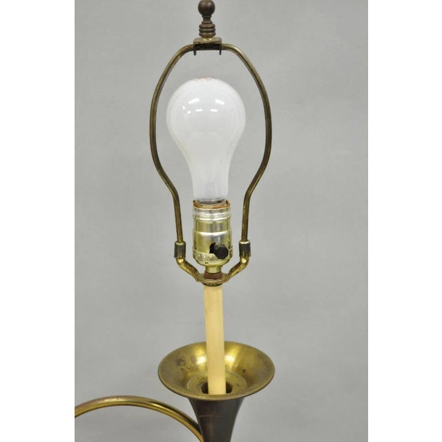 Vintage Equestrian Porcelain Snooty Mr Fox Brass Trumpet on Red Book Table Lamp For Sale In Philadelphia - Image 6 of 14