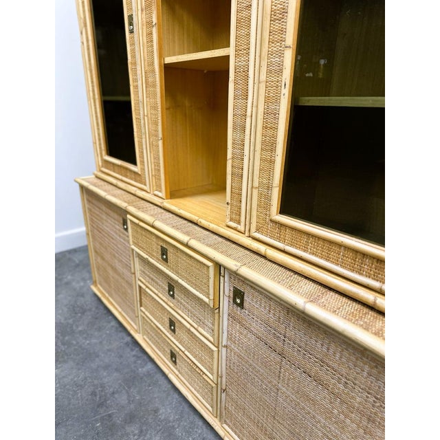 Italian Rattan and Bamboo Display Cabinet from Dal Vera, 1970s For Sale - Image 14 of 16