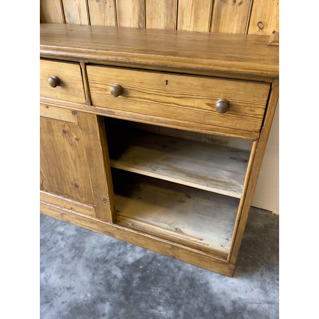 Wood Antique English Pine Dresser With Sliding Door Base For Sale - Image 7 of 8