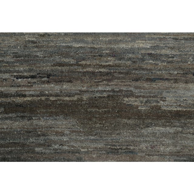 Rug & Kilim Rug & Kilim's Solid Textural Rug, Blue and Gray Monochrome Stripes and Striae For Sale - Image 4 of 7