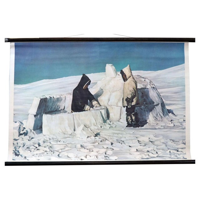 Vintage Wall Chart Igloo With Eskimo Poster For Sale - Image 6 of 6