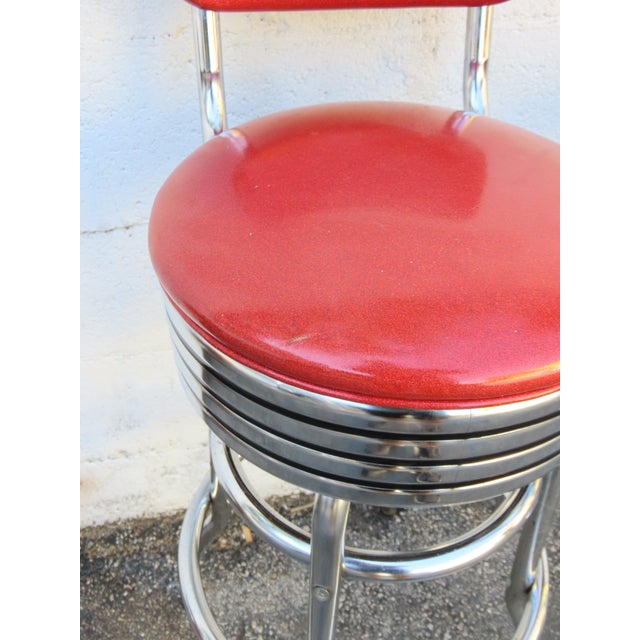 Retro Mid Century Modern Swivel Red Vinyl and Chrome Barstools 6350 For Sale - Image 14 of 18