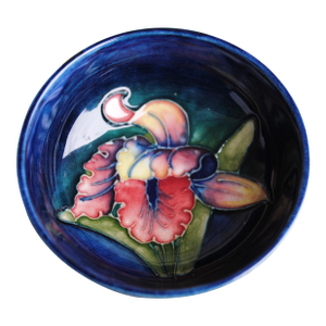 Vintage Moorcroft Cobalt Blue Iris Trinket Dish Bowl - Small