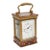 Miniature French Carriage Clock With Champleve (Cloisonné Enamel) Enamel Antique Brass Clock Made in France For Sale
