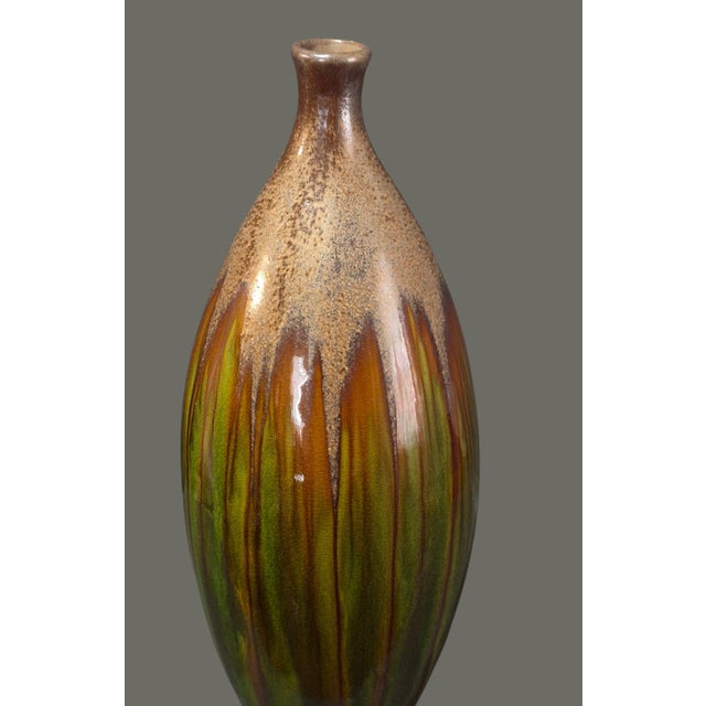 Mid-Century Modern Mid-Century-Modern Earth Tone Glazed Pottery 16'' High Vase For Sale - Image 3 of 8