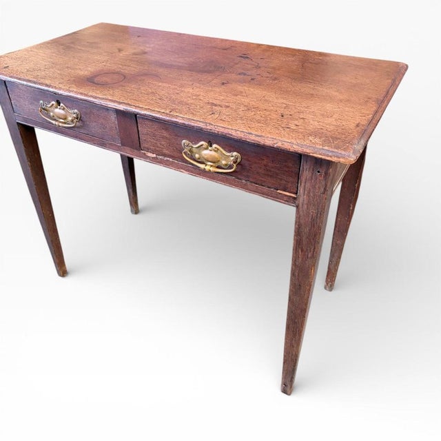 Antique Oak Desk with Brass Handles For Sale - Image 5 of 9