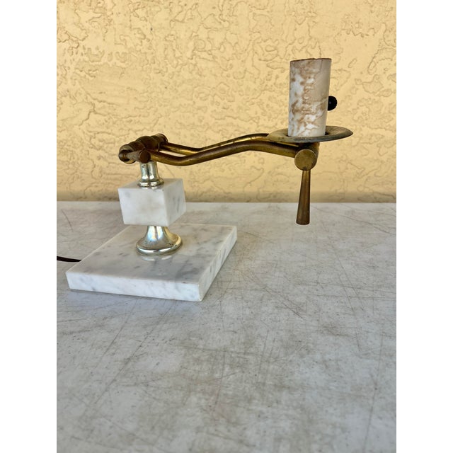 Brass Mid Century Marble & Brass Adjustable Lamp For Sale - Image 8 of 13