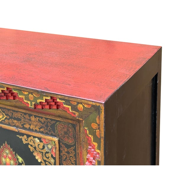 Tibetan Style Jewel Treasure Bowl Graphic Credenza Storage Cabinet For Sale - Image 10 of 16