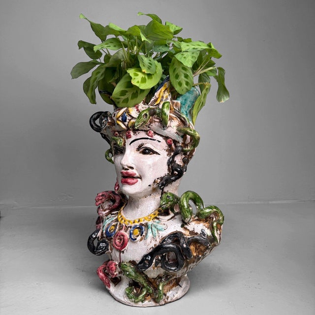 Anthropomorphic Ceramic Bust Vase by Gennaro Condurso, Seminara, Italy, 2010s For Sale - Image 6 of 17