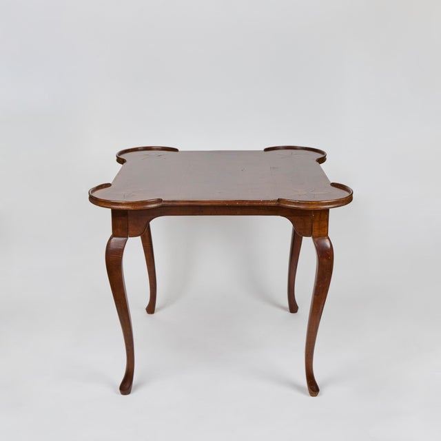 Queen Anne Vintage Queen Anne Game Table With Inlay Star Corner Accents, Italy For Sale - Image 3 of 12