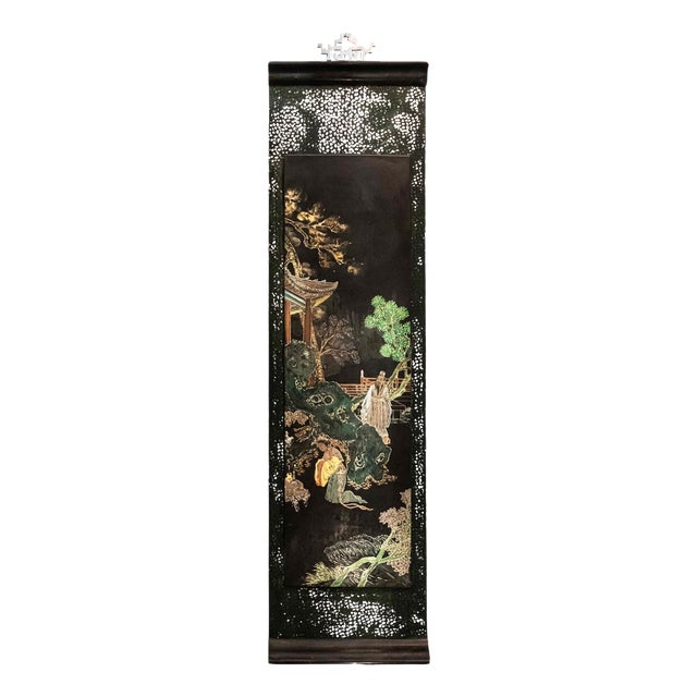 Vintage Lacquered Chinese Panel, 1970s For Sale