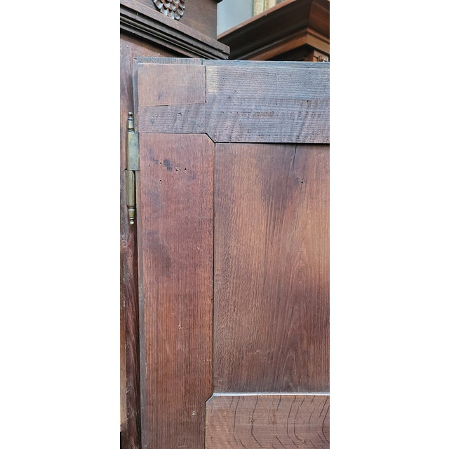 Burnt Umber Antique 1812 Nordic French Baroque Renaissance Oak Armoire Hand Carved Sea Serpents For Sale - Image 8 of 10