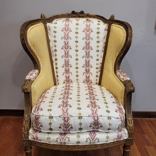 Napoleon III Wooden Corbeille Armchair with Pierre Frey Upholstery, France, 1820s For Sale - Image 4 of 18