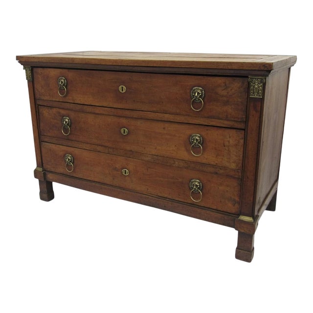Italian Walnut Commode Chest of Drawers Dresser Lion Head Pulls Chairish