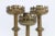 Set of 3 19th-Century antique brass French altar candlesticks. They have a lovely Gothic Revival-Style decoration. These...