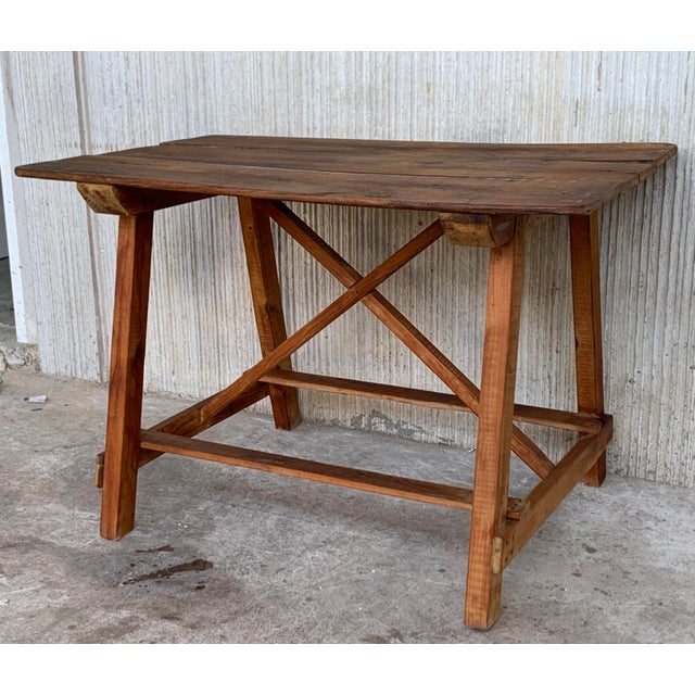 19th Century Spanish Country House Pine Farmhouse Table For Sale - Image 4 of 10