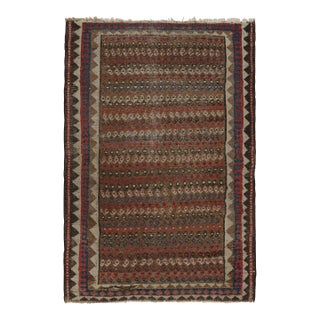 Antique Persian Rug in Brown With Colorful Geometric Patterns, From Rug & Kilim For Sale