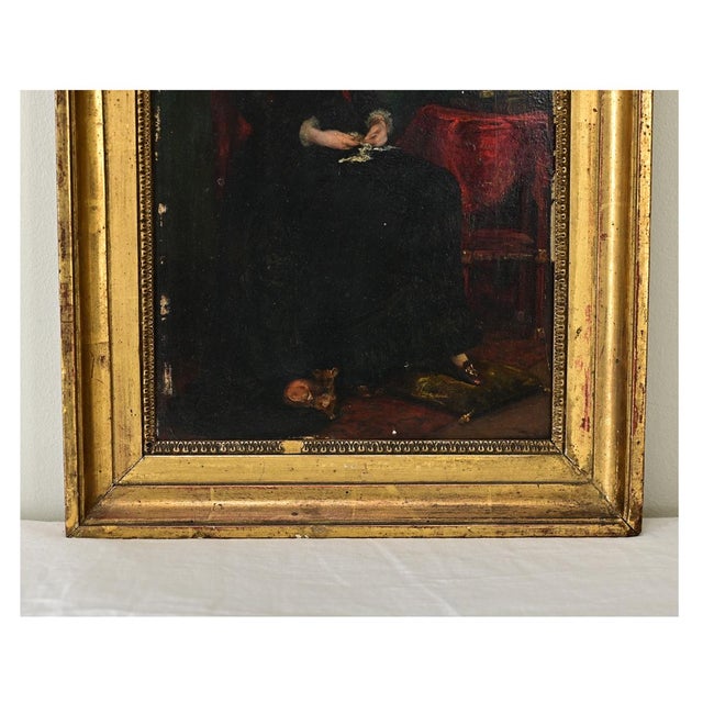 French 19th Century Portrait by Nils Forsberg in Gilded Frame For Sale - Image 4 of 7