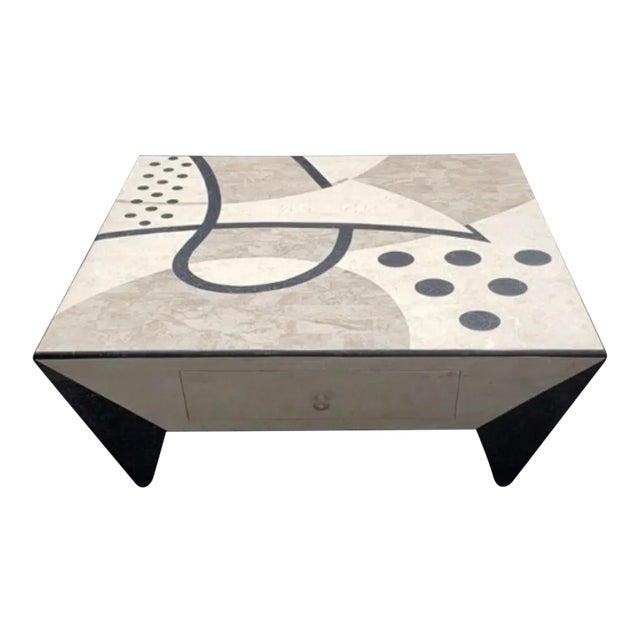 Contemporary Modern Tessellated Marble Tavola Oggetti Style Coffee Table For Sale