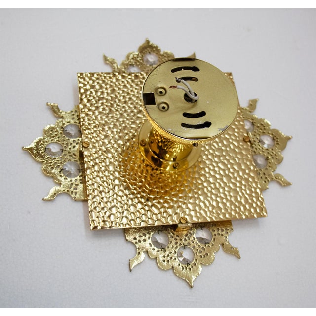 Metal Square Wall Sconce in Crystal Glass and Gilt Brass from Palwa, Germany, 1960s For Sale - Image 7 of 10