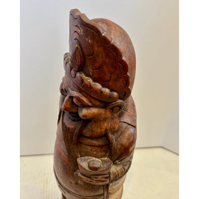 Brown Late 19th Century Chinese Hand - Carved Bamboo Buddha Statue For Sale - Image 8 of 10