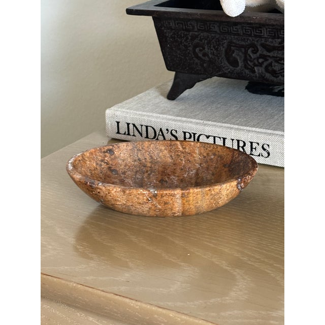 Vintage Handmade Petite Solid Stone Bowl/ Stone Soap Dish For Sale - Image 4 of 12