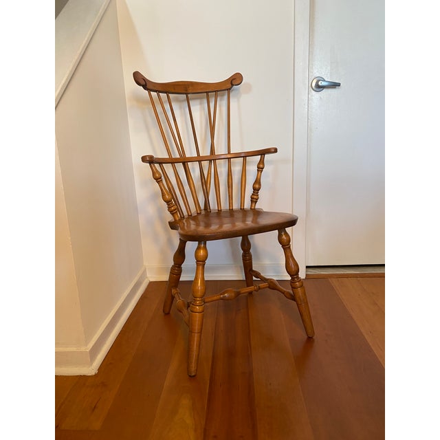 Mid-Century Colonial S Bent Bros Comb-Back Windsor Chair For Sale - Image 13 of 13