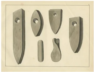 Early Stone Axes and Tools from Medieval Studies, 1842, Lithograph