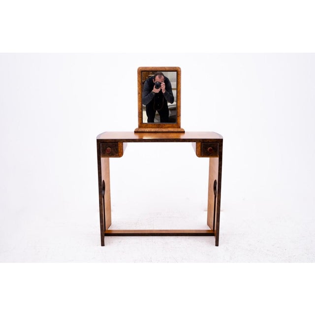 Wood Art Deco Dressing Table and Chair Set, Poland, 1930s, Set of 2 For Sale - Image 7 of 18
