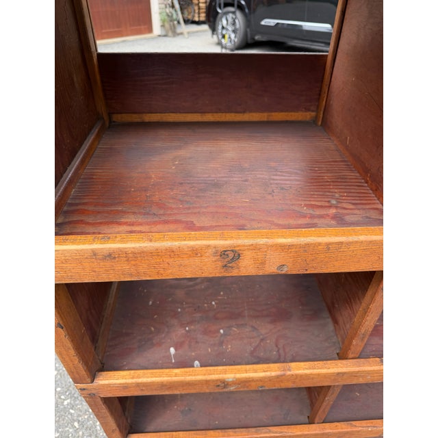 Early 20th Century Maine Shoe Factory Numbered Wood Rolling Cubbies / Industrial Shelving Cart For Sale - Image 13 of 18