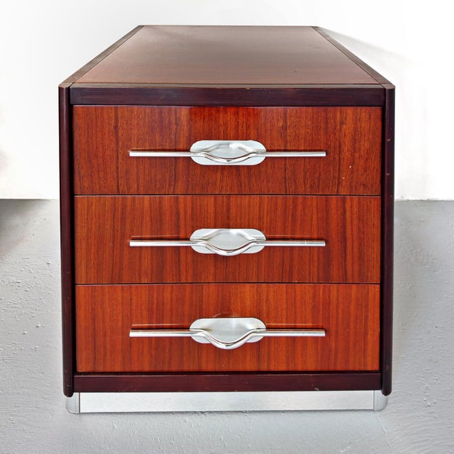 1970s Vintage Walnut Bedside Tables with Metal Inserts, Italy, 1970s, Set of 2 For Sale - Image 5 of 18