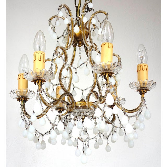 Antique Gilded Metal and Murano Glass Drop Chandelier, 1920s For Sale - Image 12 of 13